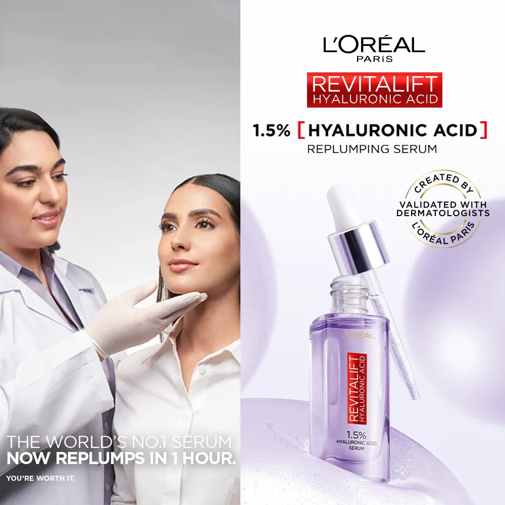 L'Oreal Serum With 1.5 % Hyaluronic Acid (15ml) For All Skin Types